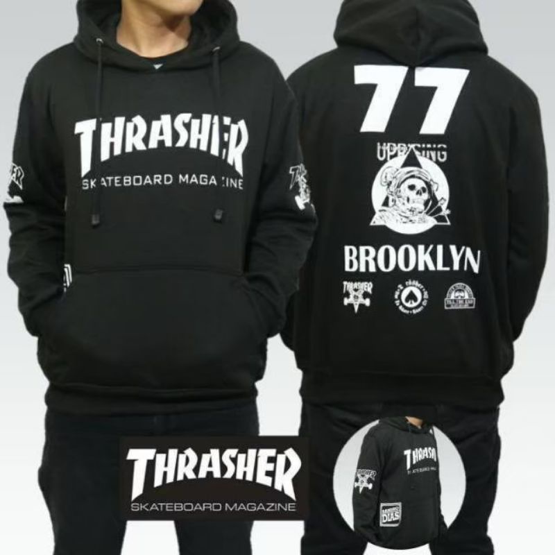 SWEATER HOODIE THRASHER77/SWEATER SKATEBOARD/SWEATER THRASHER PRIA HITAM/NAVY