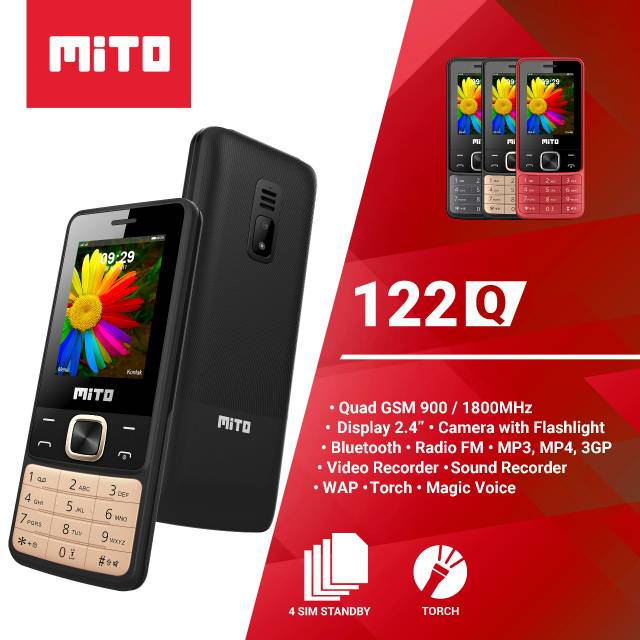 MITO 122Q LAYAR 2,4" MAGIC VOICE 4 SIM STANDBY CAMERA GARANSI RESMI