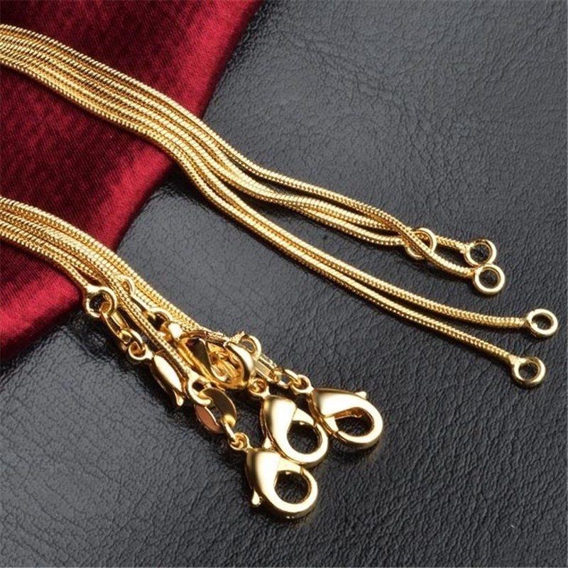 Kalung Titanium Rantai Pipih Emas Pria Wanita Anti Karat Kalung Titanium Rantai Pipih Emas Pria Wanita Anti Karat