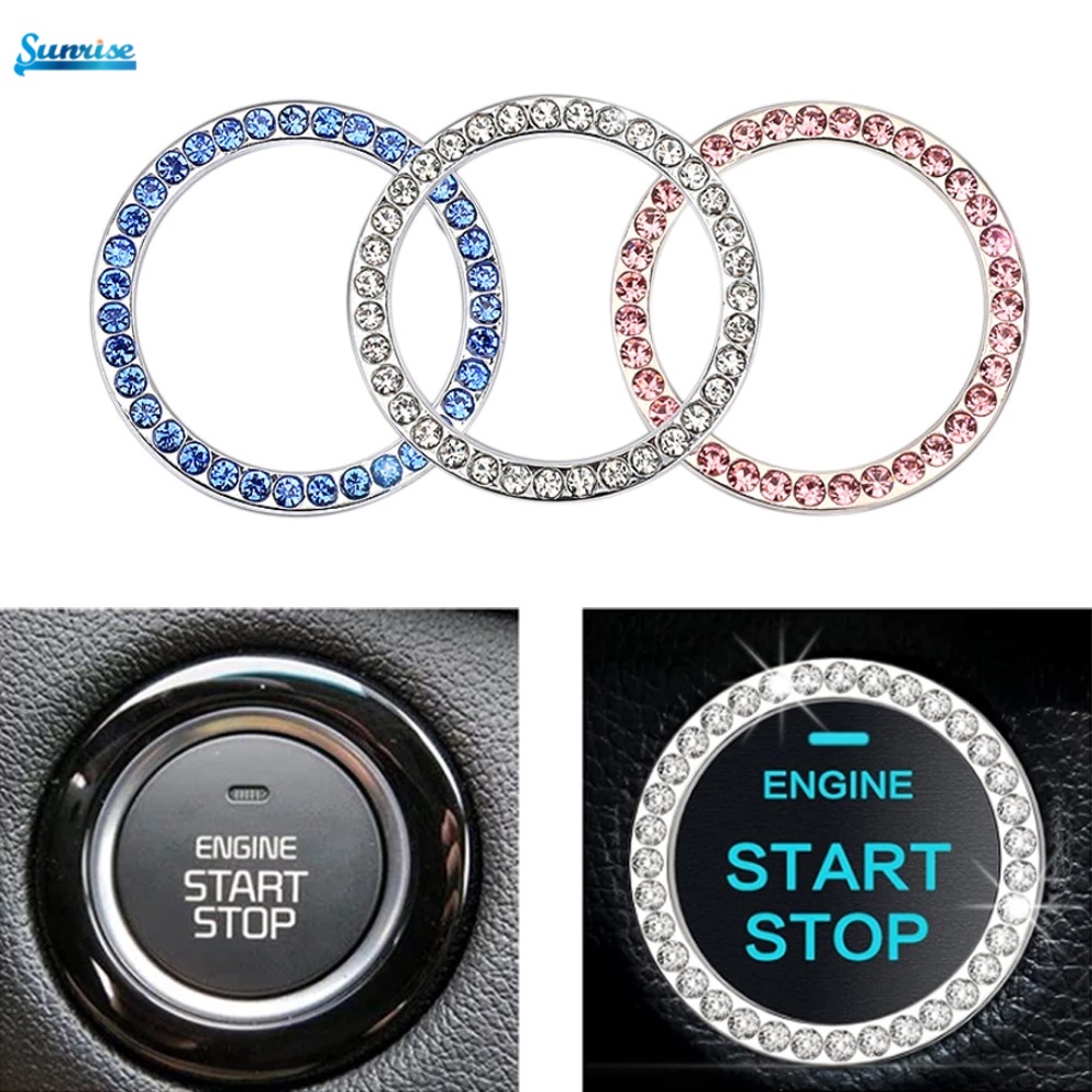 Car One-Click Start Button Cover Diamond-Encrusted Color Decorative Ring Auto Accessories