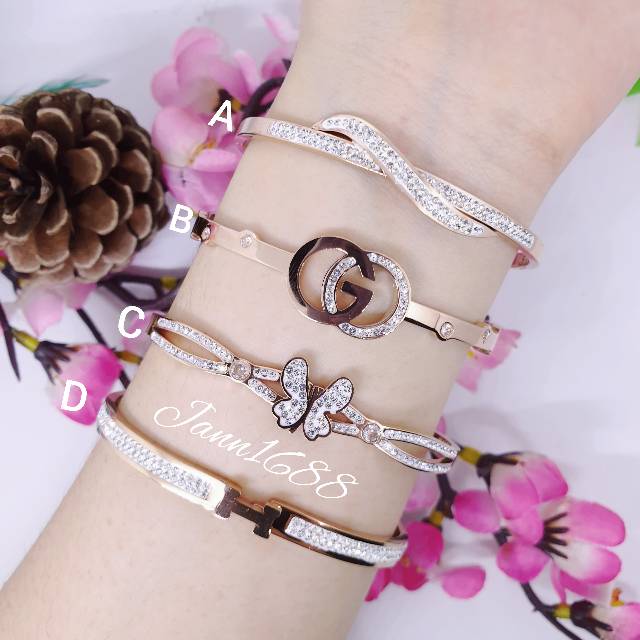 Gelang mewah korea simple stylish bangle titanium asli anti karat GBT-08