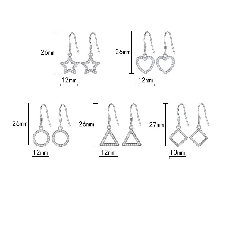 925 Perak Perempuan Liontin Anting-Anting Gaya Korea Bulat Square Segitiga XINGX Fashion Ornamen