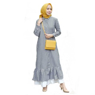 GADIS Long Dress - Motif Square Pakaian Wanita Terbaru Super Trendy