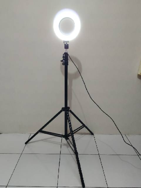 Lampu Ring Light LED Kamera 8W 6 Inch+ light stand tripod 180cm