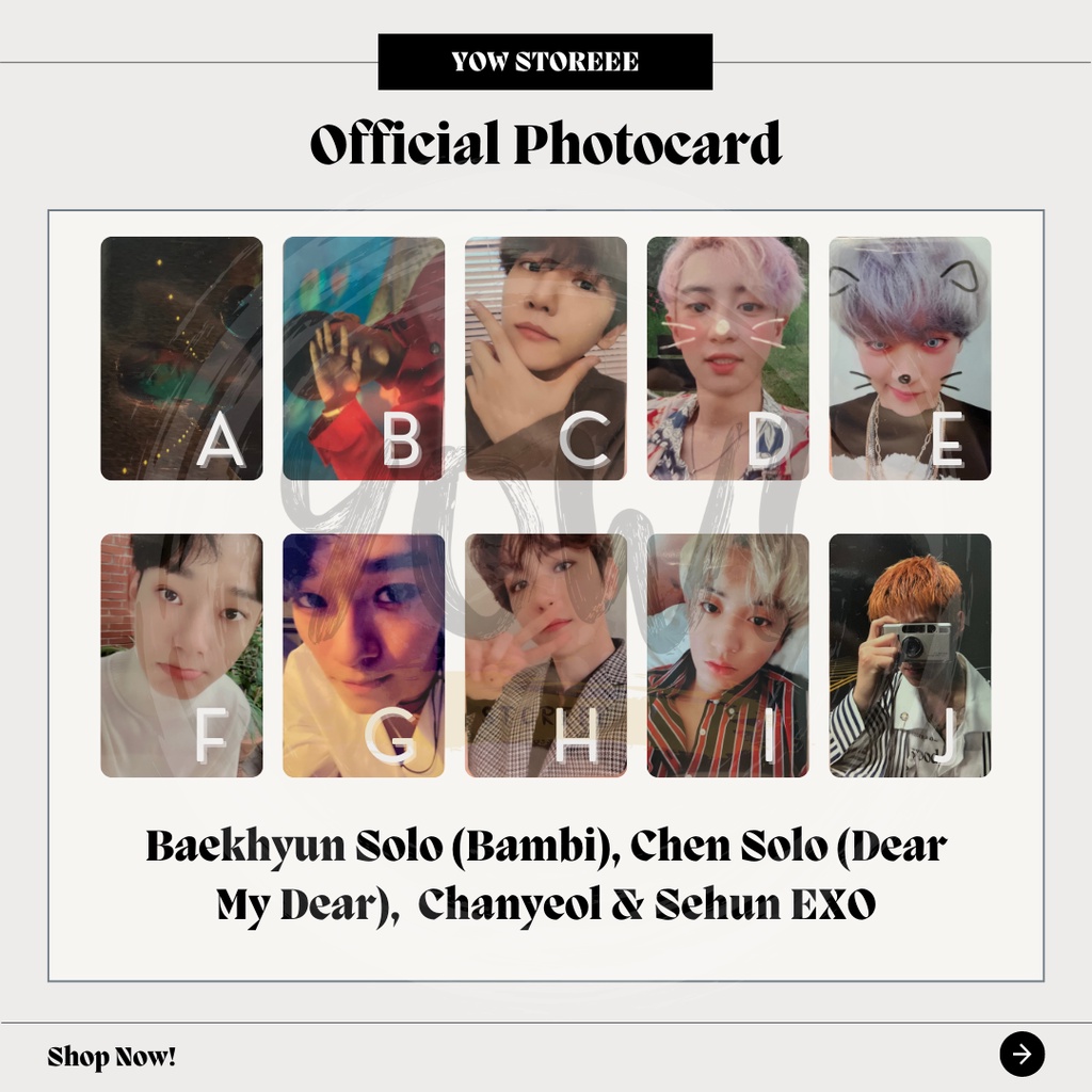 [EXO] Photocard Baekhyun, Chen, Chanyeol, Sehun - Baekhyun Bambi AR, Baekhyun EXOL Ace Kit, Chanyeol