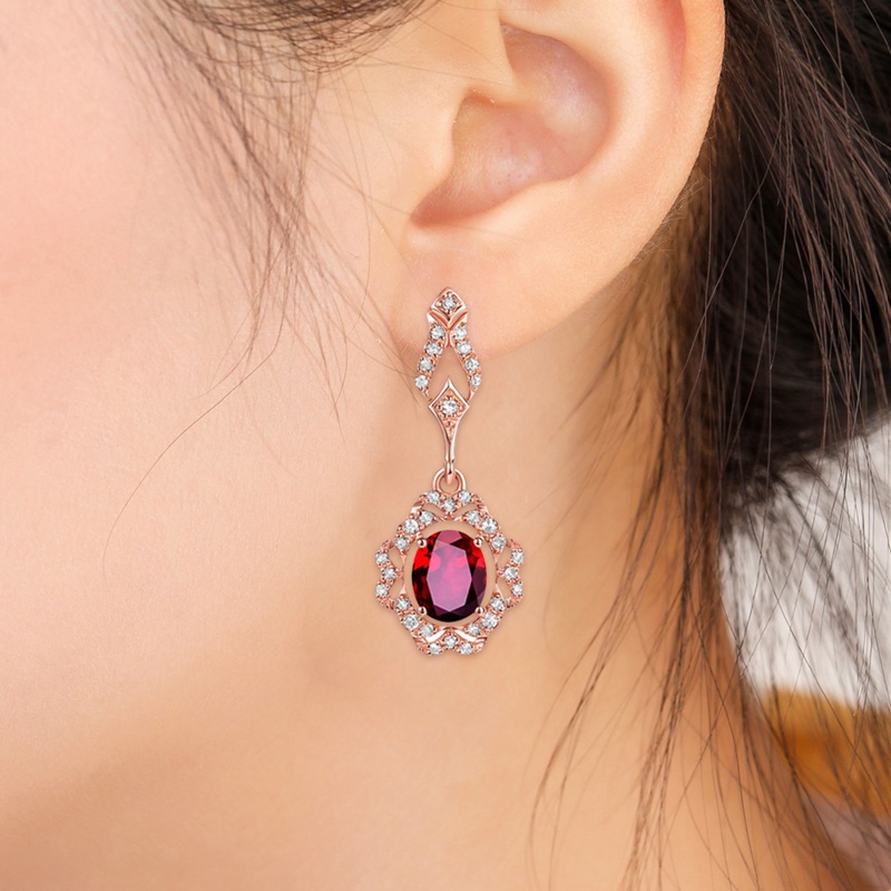 Anting Tusuk Gantung Panjang Hias Rubyberlian Imitasi Gaya Mewah Untuk Wanita