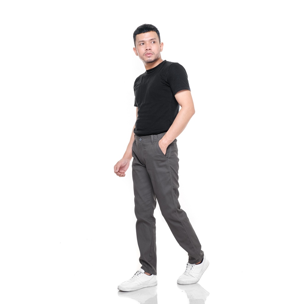 Dottore Grey | Celana Panjang Chino Abu Pria Cowok Basic Chino Pants | FORIND x Giant Flames