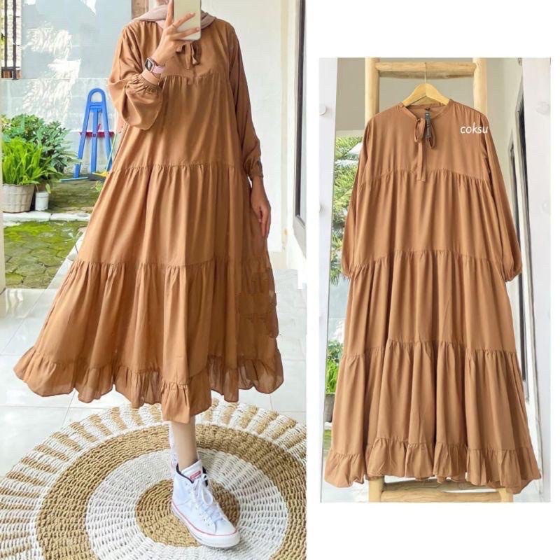 SAFINA MIDI DRESS REMPEL RAYON PREMIUM BISA COD
