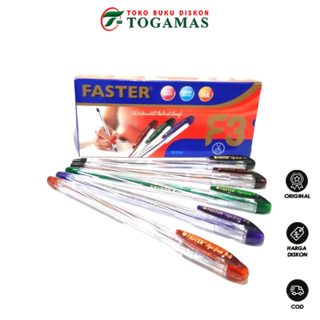 

TERLARIS !!! BALLPEN BOLPOINT F-3 HITAM FASTER