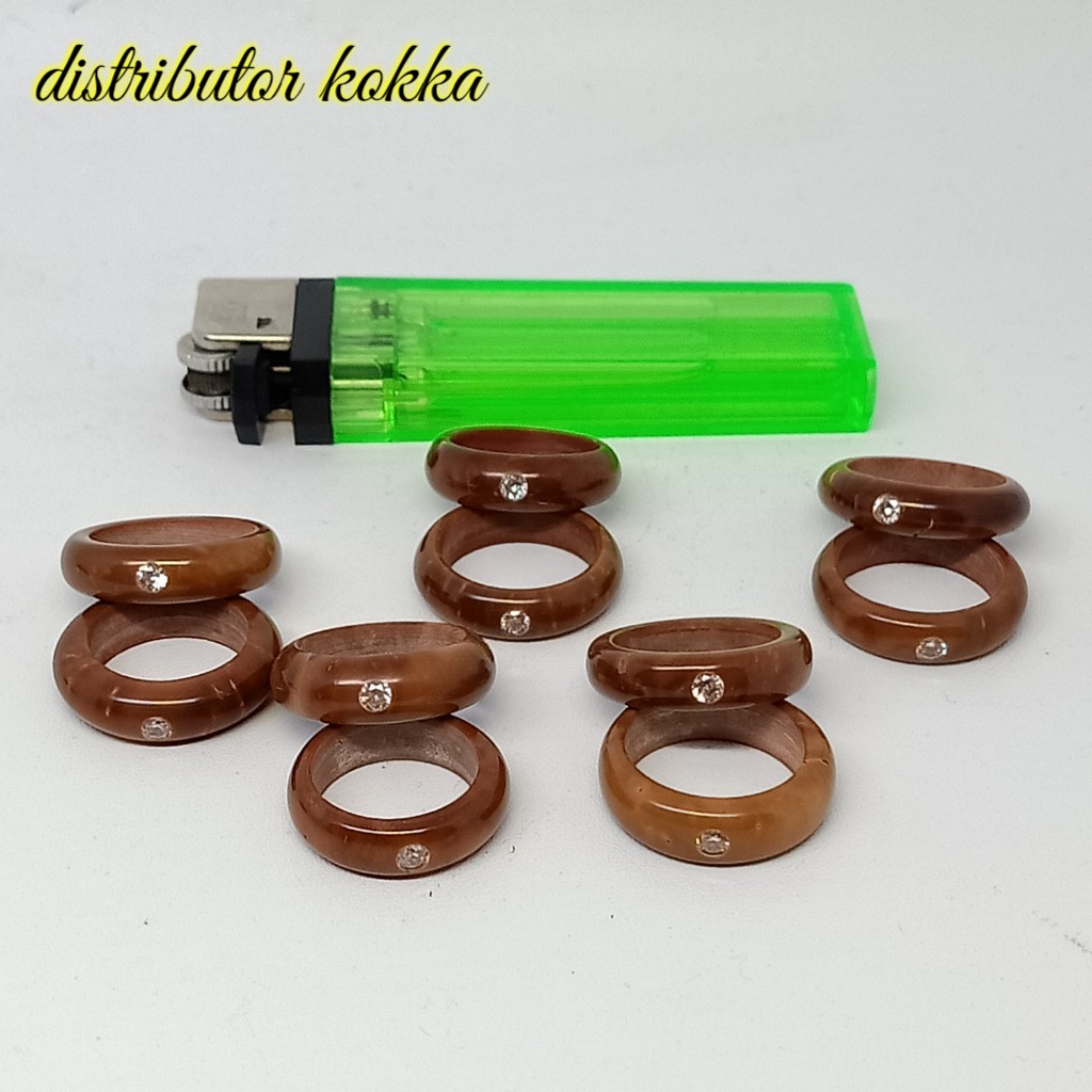 (SUPER MURAH) paket per 10 pcs cincin kokka kaukkah bulat mata satu coklat