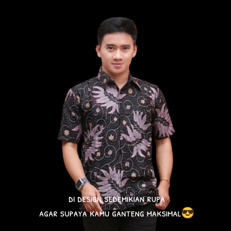 ATASAN KEMEJA BATIK PRIA LENGAN PANJANG WARNA UNGU LILAC PURPLE VIOLET / HEM BATIK PRIA WARNA UNGU M L XL XXL-HEM melati hitam