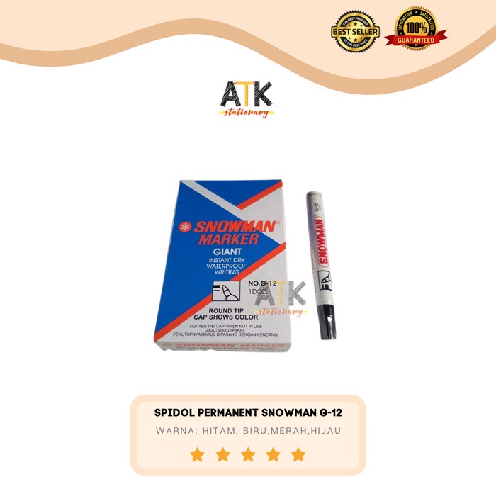 

TULIS-ALAT- SPIDOL PERMANENT MARKER G-12 SNOWMAN ATK - HITAM -ALAT-TULIS.