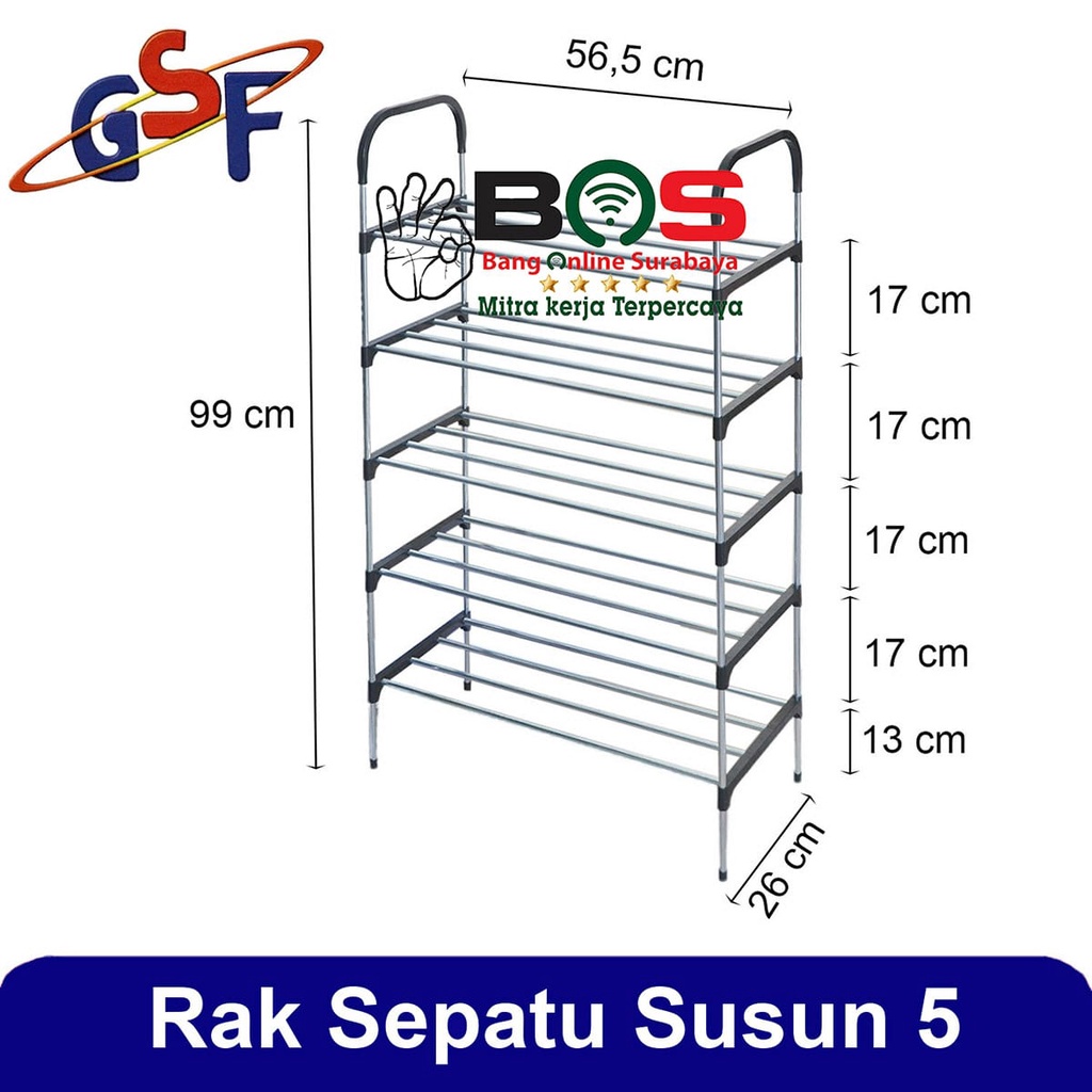 Rak Tempat Sepatu Rak Susun 5 Portable GSF 4105 GSF-4105 Rak Susun GSF