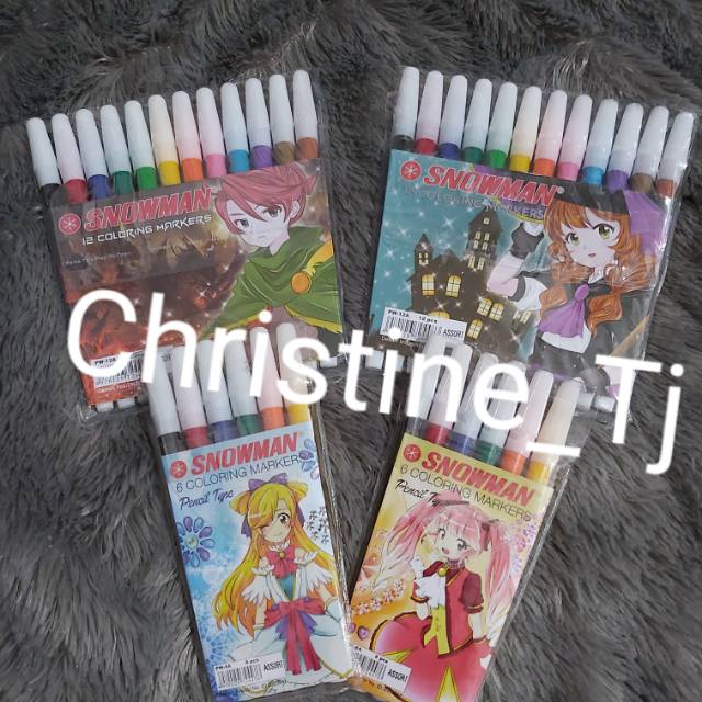 SNOWMAN SPIDOL WARNA-WARNI ISI : 12 & 6