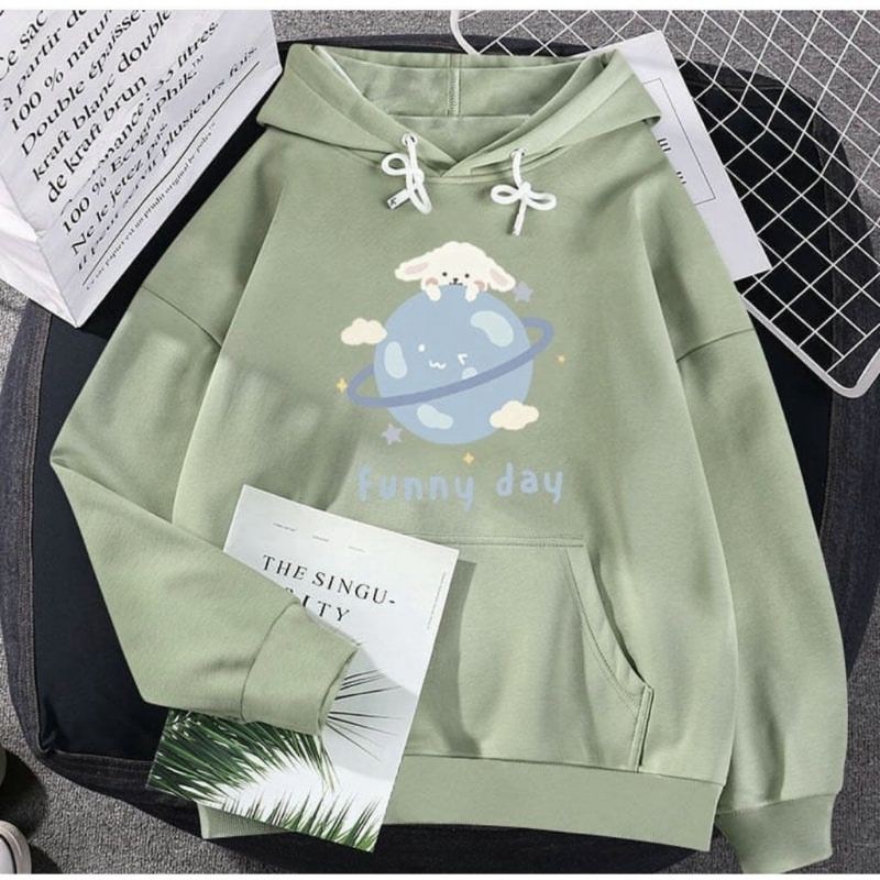 Hoodie Sweater Oversize Pakaian Pria dan Wanita Korea style  HAPPY PLANET SHYNISTARS fjcs3747