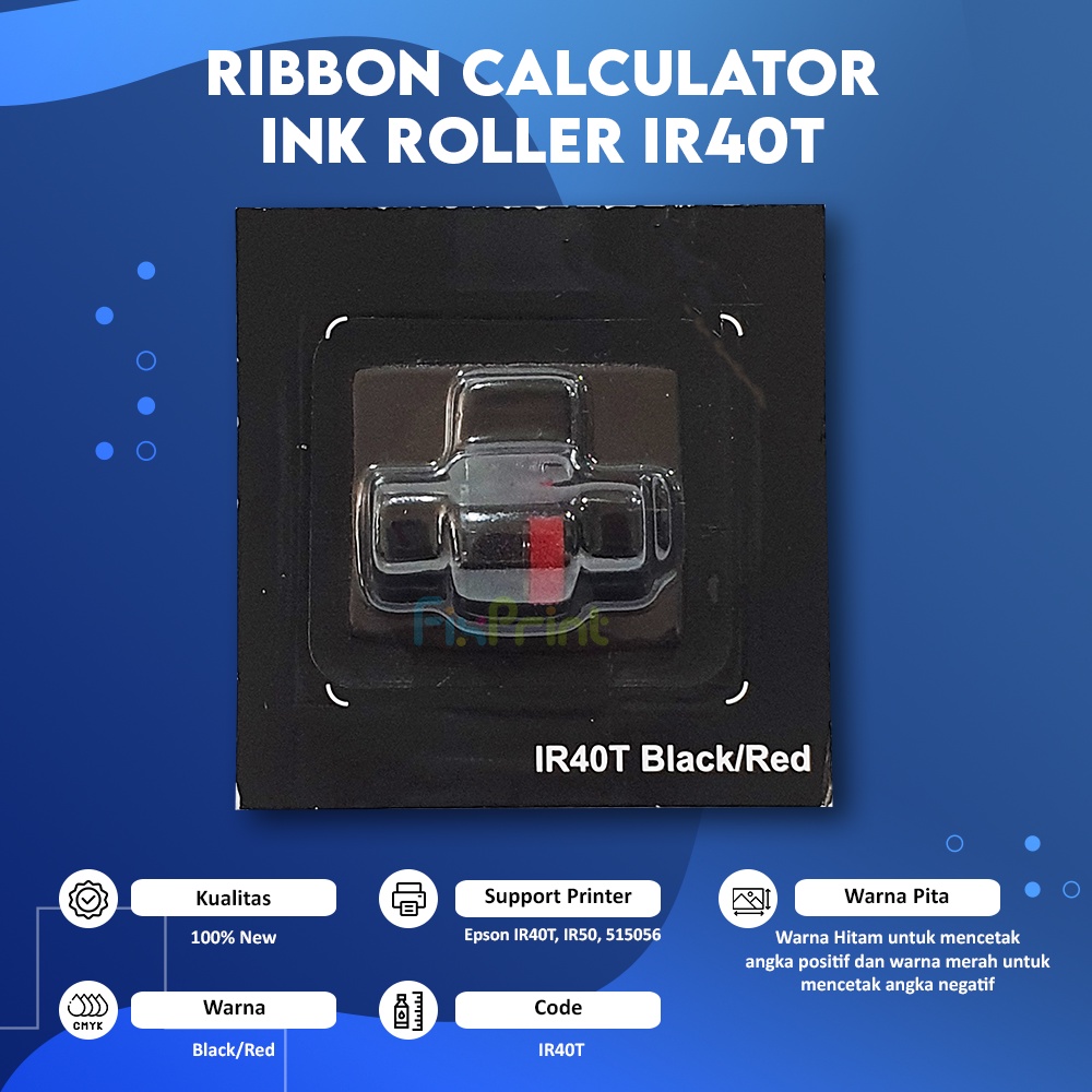 Ribbon Calculator Ink Roller IR40T Black Red, Tinta Kalkulator IR-40T B/R For K-Sio HR-110 2620 FR520