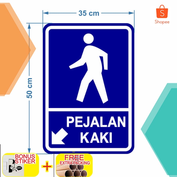 

Rambu Plang Pejalan Kaki Arah Kiri 35cm x 50cm Plat Alumunium Keren