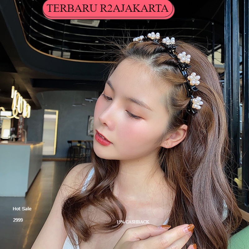 TERBARU COD 2in1 Bando include Jepit Rambut Fashion Korea Pola Mutiara Wanita Dewasa BND06 Bisa COD R2a