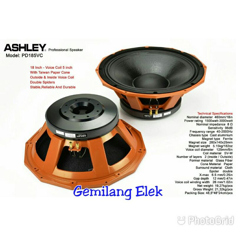Speaker ASHLEY Orange PD185VC 18 inch Original