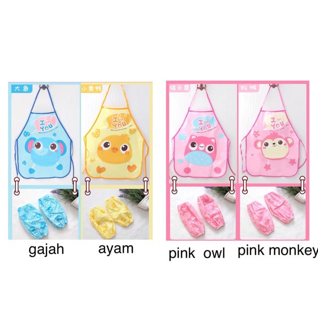 ~ PIYOSHI08 ~ Celemek Anak Apron Anak Memasak Melukis Motif Karakter Lucu Murah MA28