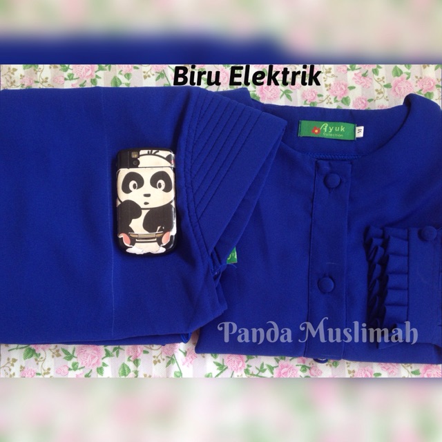 Gamis syari set cadar biru elektrik