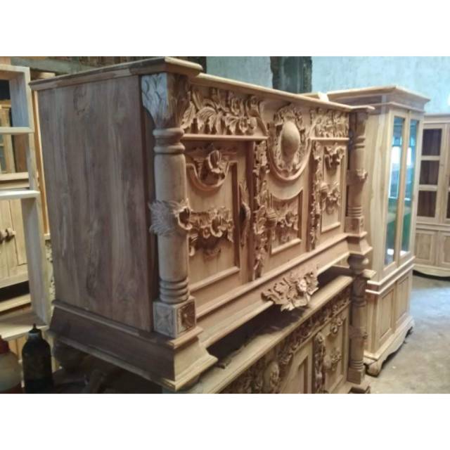 Bufet bulan kayu jati mentahan