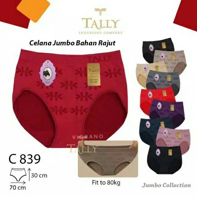 Celana Dalam Wanita Jumbo Rajut Premium Tally 839 / 838 Cd Cewek Muat Jumbo 4L Rajut Stretch