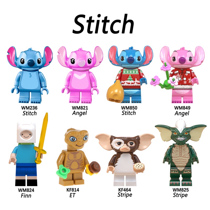 Wm6049 WM6076 Koleksi Figurin Mini Karakter Stitch Kartun Angel Finn Stripe