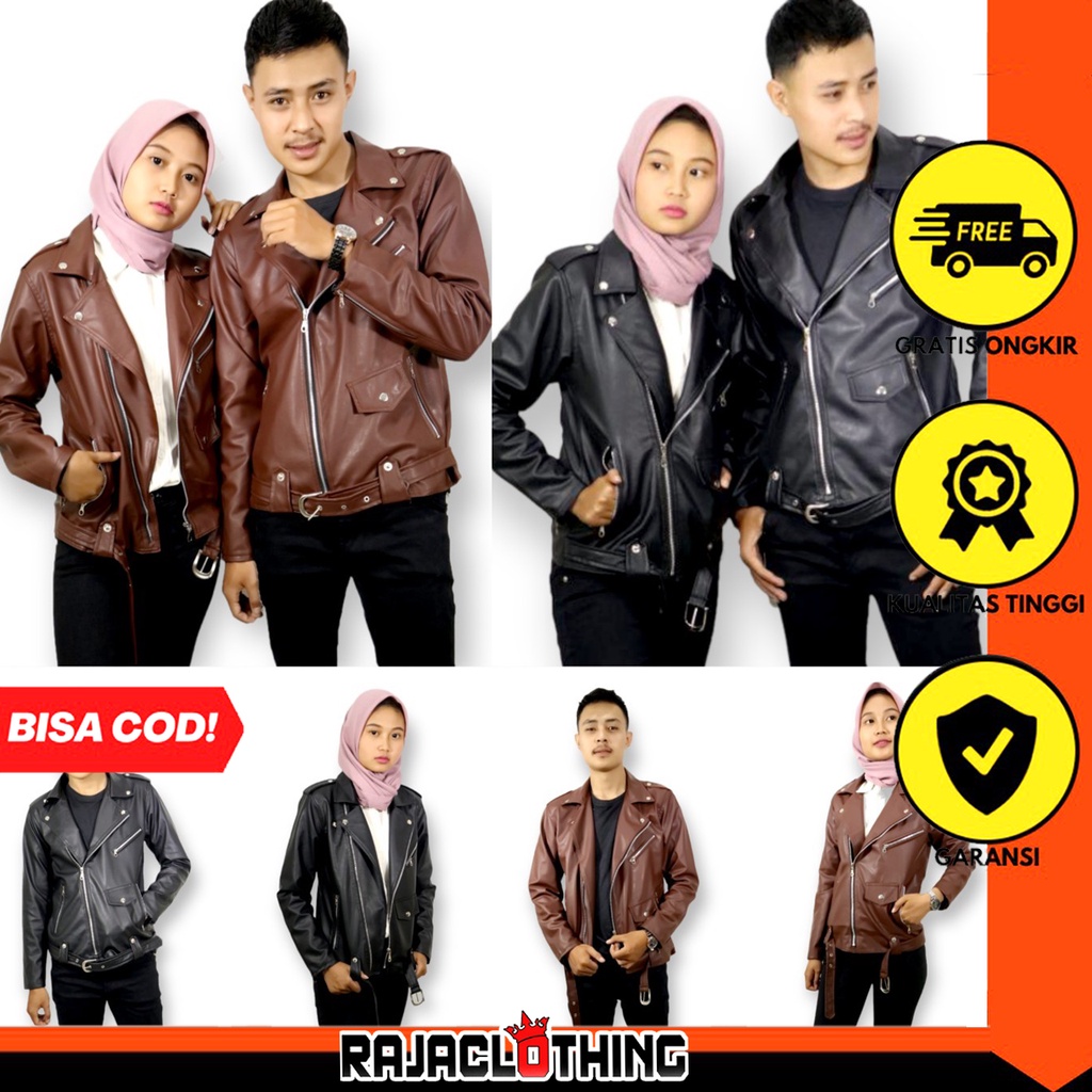 RCL - Jaket Semikulit Rocknroll Pasangan / Couple Leather Jacket Ramones Changcuter Pria Wanita ( HARGA SEPASANG )