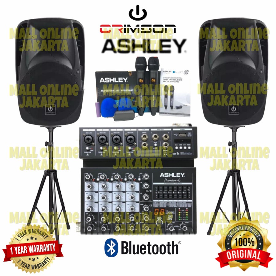 Paket Speaker karaoke Crimson 15 inch Mixer 6 channel Ashley Original