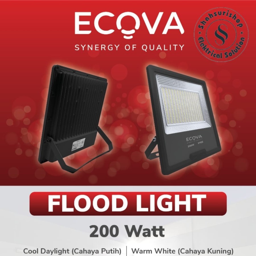 ECOVA FLOOD LIGHT 200W 200 WATT LAMPU SOROT MURAH TERANG BERGARANSI