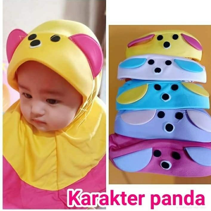 jilbab anak KARAKTER PANDA kerudung anak perempuan hijab anak jilbab bayi krudung anak hijab bayi terbaru