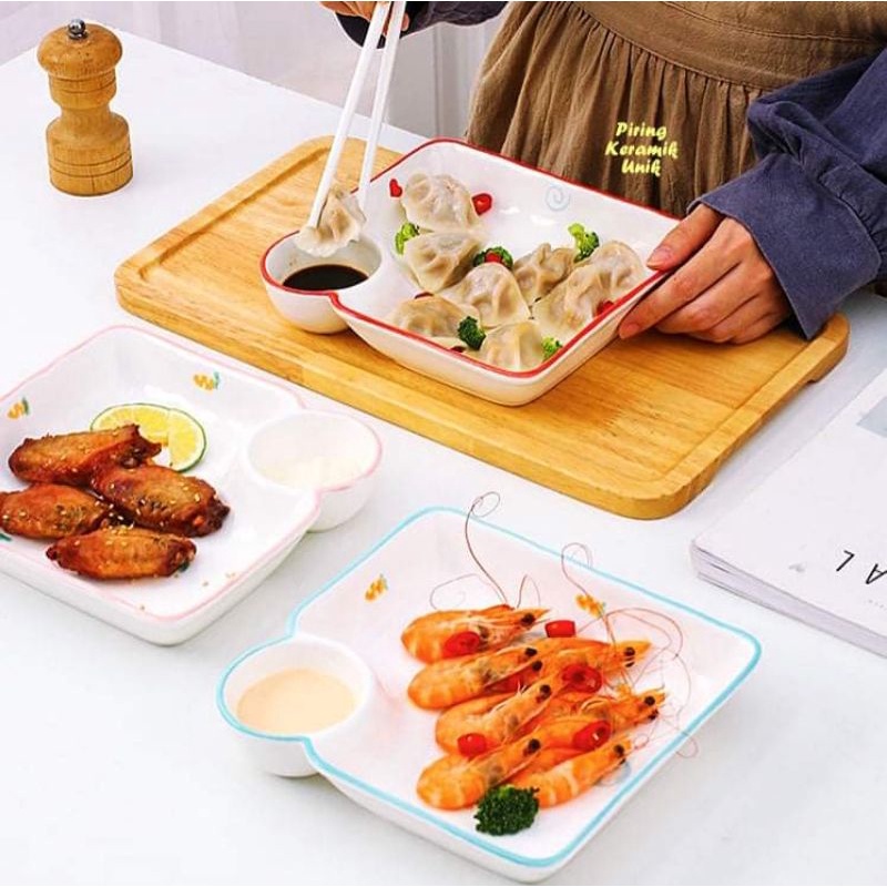 Piring Keramik Unik Sekat Saos