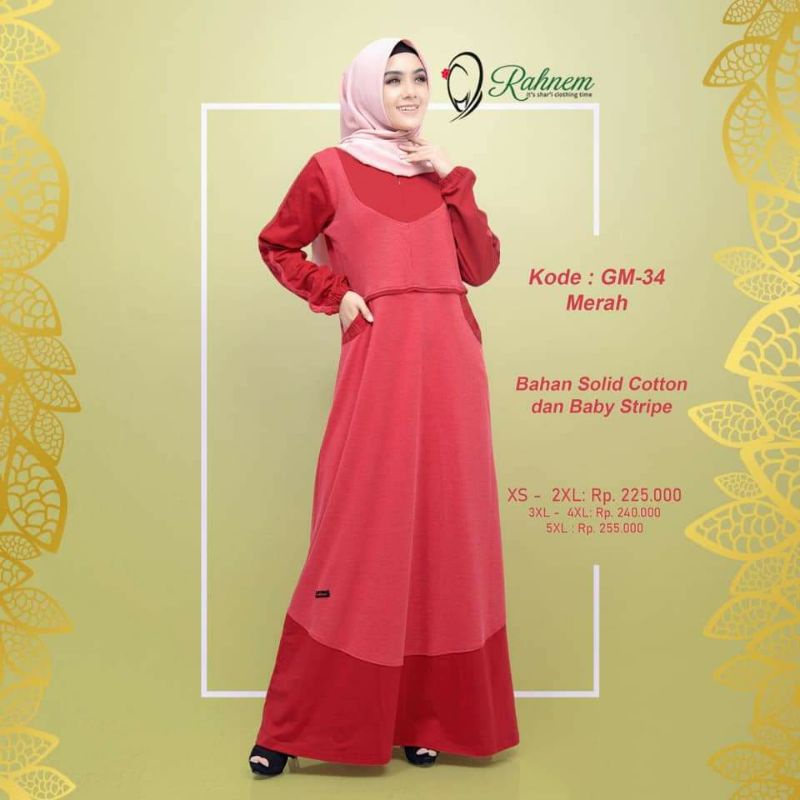 Gamis Dewasa Rahnem GM 34 Olive Kubus Army Navy Merah