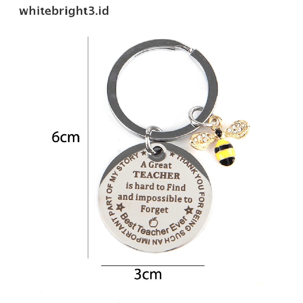 (whitebright3.id) Gantungan Kunci Desain Lebah + Tulisan Gaya Elegan Untuk Guru