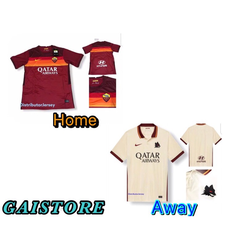 (BISA COD) Jersey AS Roma Home Away Musim 2020/2021 Grade Ori murah pria