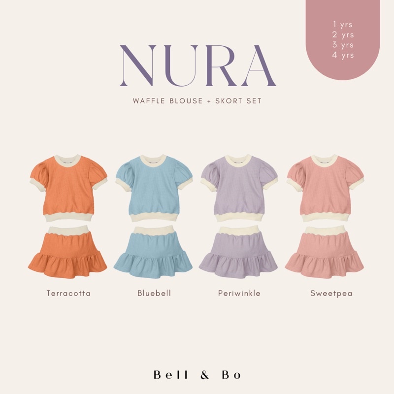 BELL &amp; BO Nura Waffle Set 1-4y / Setelan Rok Anak