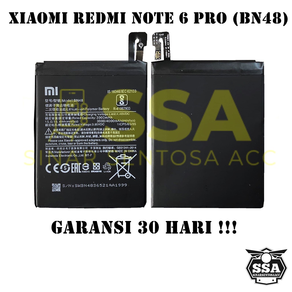Baterai Xiaomi Redmi Note 6 Pro BN48 RedmiNote6 XiaomiNote6Pro Note6Pro Redmi BN 48 Original OEM Batu Batere Batre Battery Batrai Batrei ori hp Xiao Mi Garansi