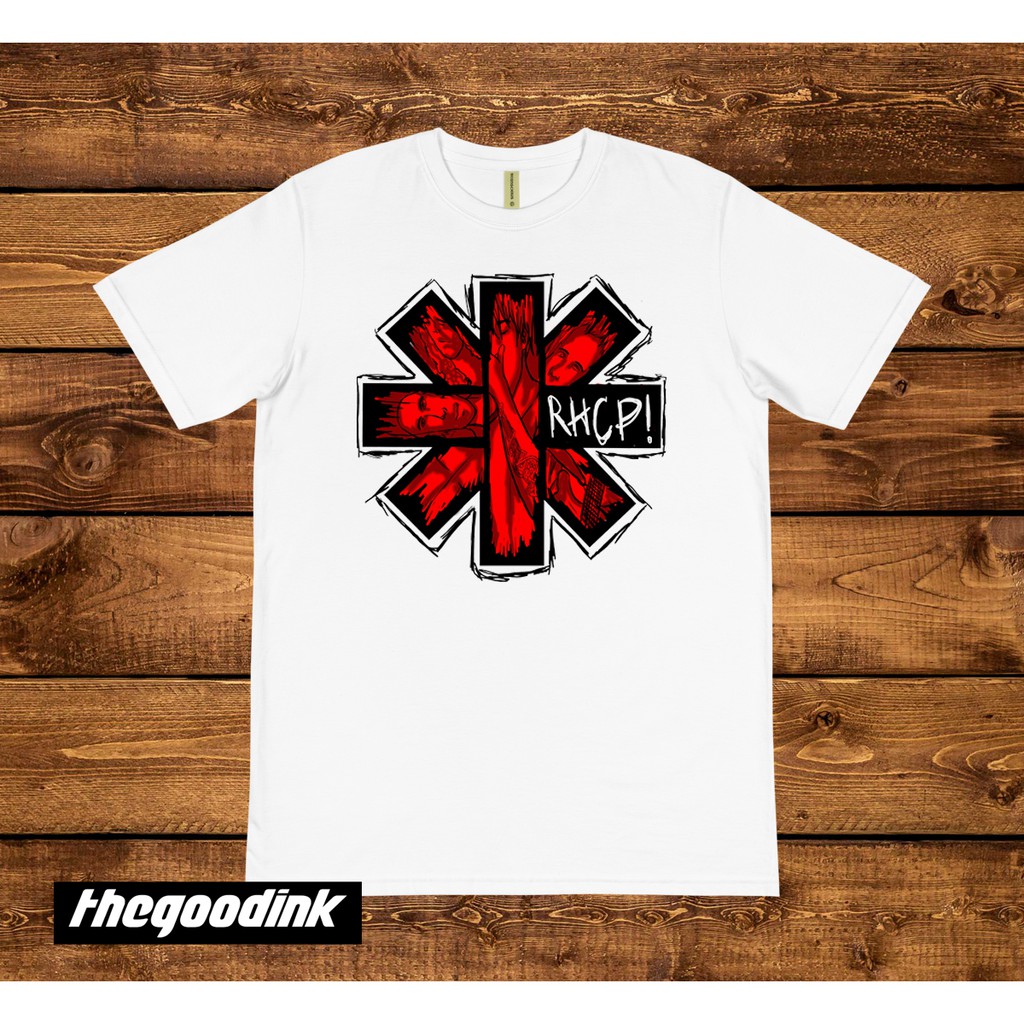 Kaos Red Hot Chili Peppers Band Logo Putih - Original Gildan T-shirt DTG Print