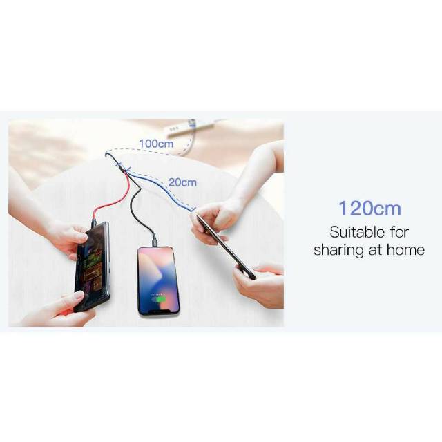 Baseus 3 in 1 Kabel Charger Micro USB + Type C + Lightning 3.5A 1.2M