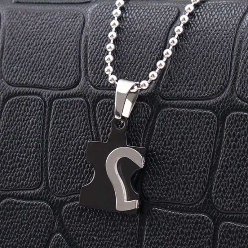 Fancyqube 1 Pasang Kalung Desain Puzzle Hati Bahan Stainless Steel Untuk Pria Dan Wanita