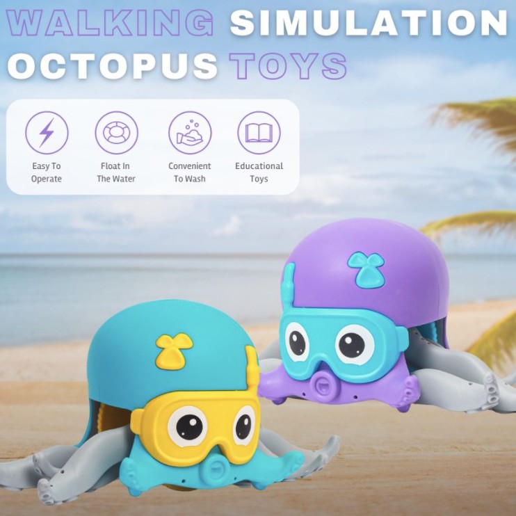 [HK] Mainan Gurita / Octopus Bath Toys Beach Walking Toy Clockwork Toy