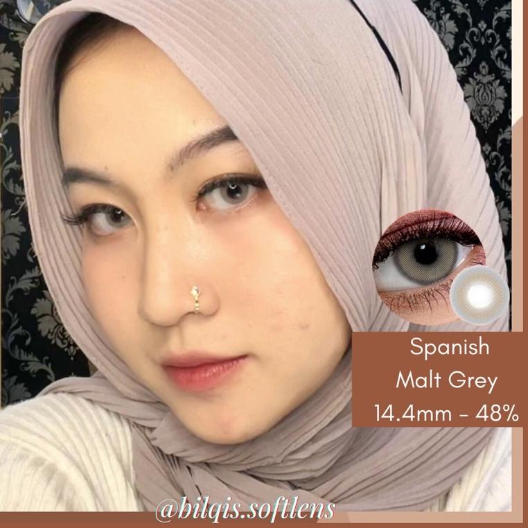 {TMK.25Au22ᴱ} BILQIS SOFTLENS Spanish Caramel Malt Diameter 1mm - Softlens Tanpa ring
