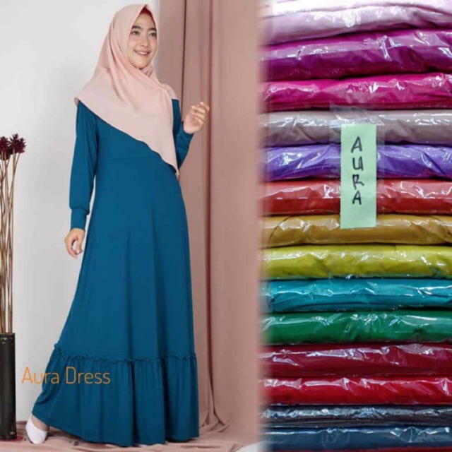 Gamis jersey rempel bawah (aura)