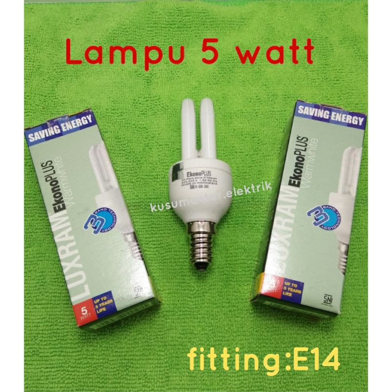 Lampu 5 watt.e14.kuning.lampu ekonomatplus 5 watt.warmwhite.e14.