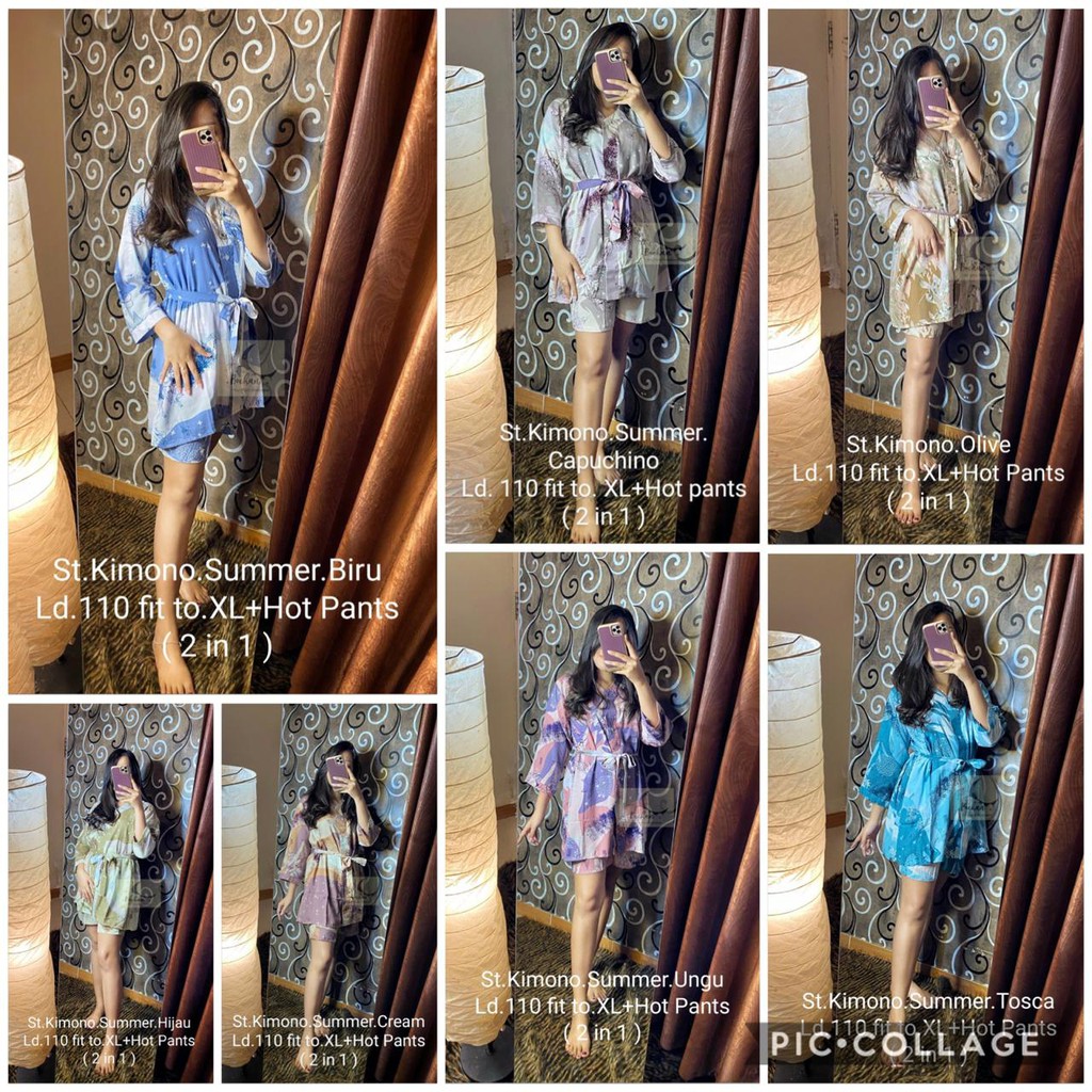 (Jamin RealPict!) Set KIMONO 2in1 Rayon Viscose Baju Tidur Piyama Pajamas