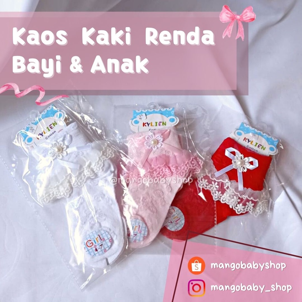 Kaos kaki renda putih anak usia 2 - 5 tahun halus