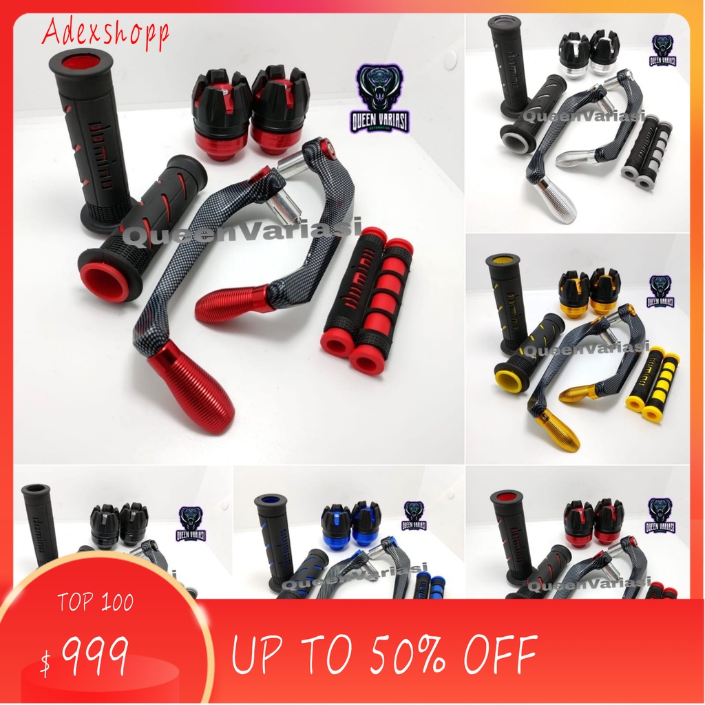 [PAKET 4IN1] Proguard Carbon sabit + Jalu as roda + Handgrip domino + Karet Handle Rem Domino