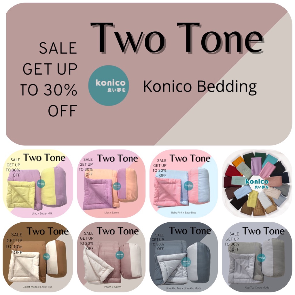 KONICO Bedcover Tas Single bahan Katun KOREA AESTHETIC ( tanpa Sprei ) Size 140 x 200 TWO TONE POLOS