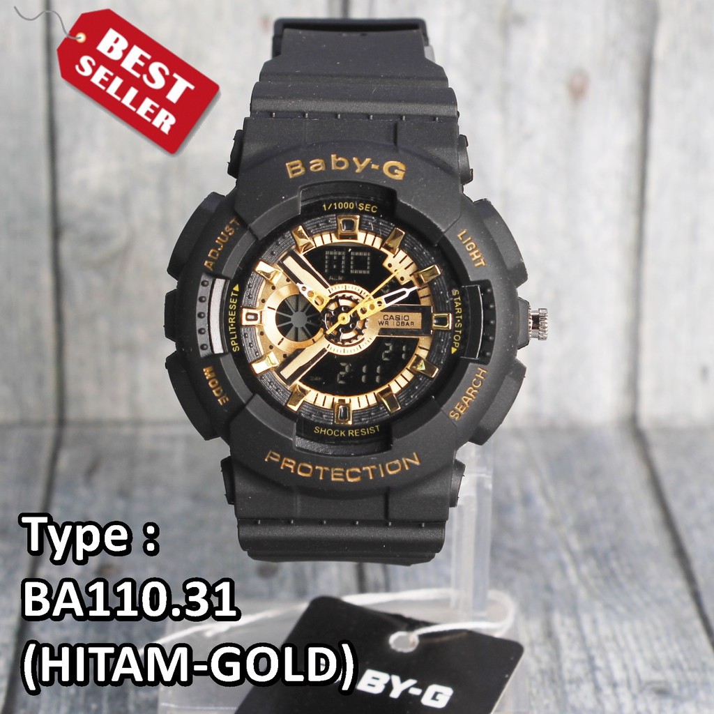 TERMURAH  Casio Baby-G Full Black Gold Hitam Emas Jam tangan wanita & anak anak Grade original